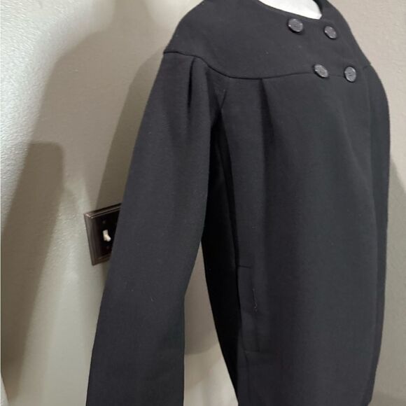 Vintage JCrew double cloth Wool Blend Black Coat tulip peacoat - Picture 7 of 10